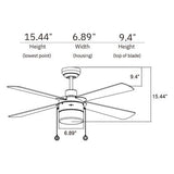 AMALFI 52 inch 4 - Blade Ceiling Fan with LED Light & Pull Chain - LEDMyPlace