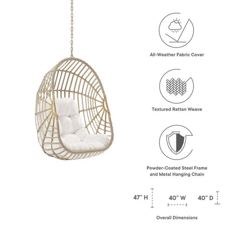 Amalie Wicker Rattan Outdoor Patio Rattan Swing Chair without Stand - BUILDMYPLACE
