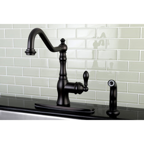 American Classic Single - Handle Kitchen Faucet with Brass Sprayer, Oil Rubbed Bronze - BUILDMYPLACE