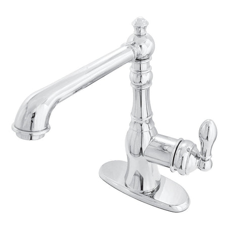 American Classic Single - Handle Single Hole Deck Mount Bathroom Sink Faucet with Push Pop - up and Cover Plate - BUILDMYPLACE