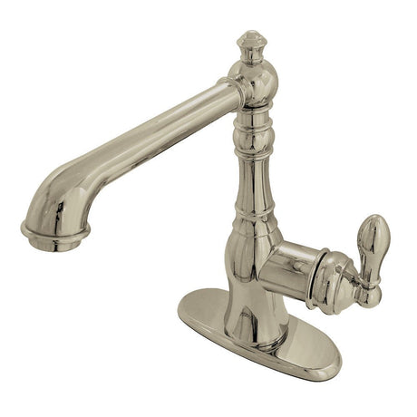 American Classic Single - Handle Single Hole Deck Mount Bathroom Sink Faucet with Push Pop - up and Cover Plate - BUILDMYPLACE