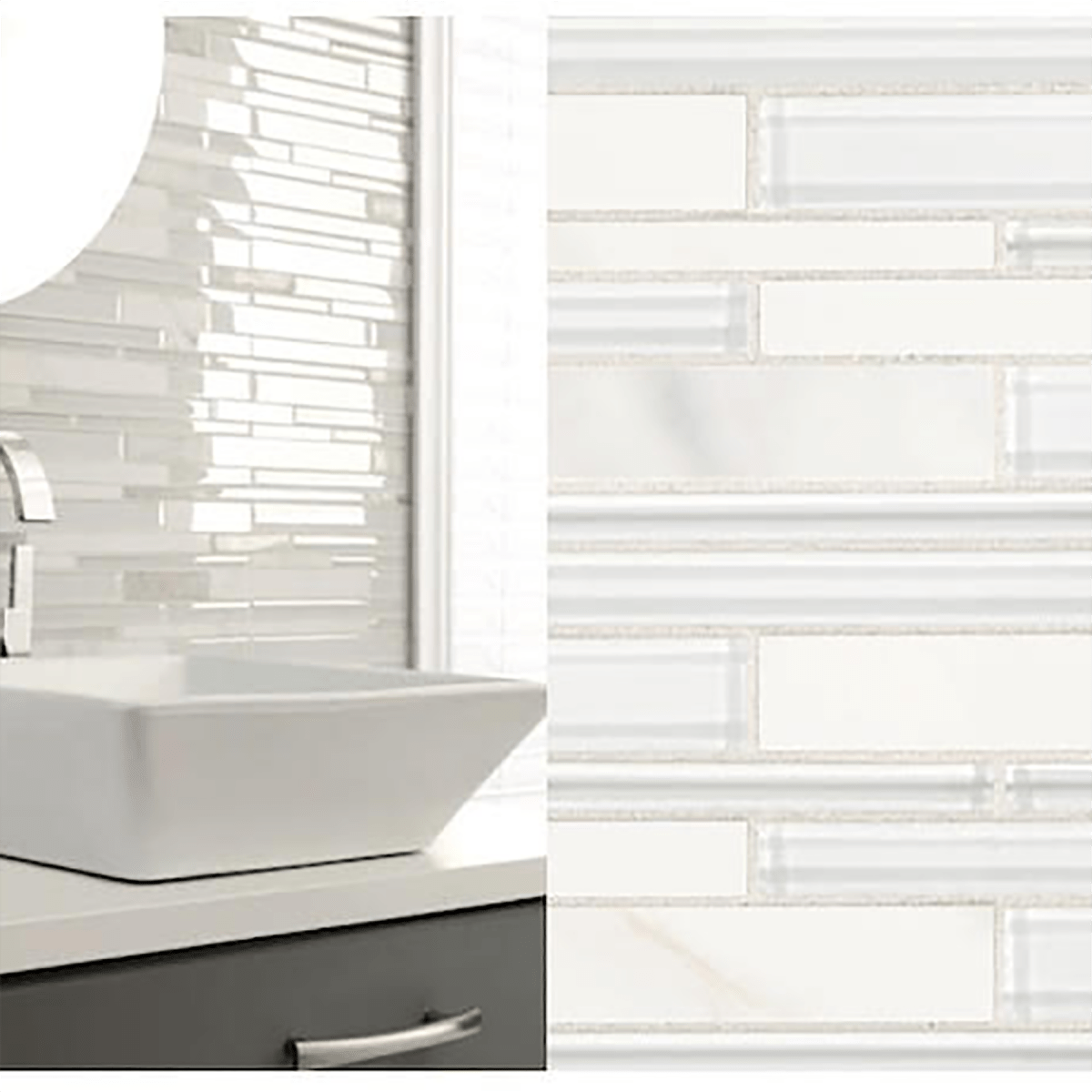 American Olean Delfino Simply White 12" x 13" Glass Mosaic Tile - BUILDMYPLACE