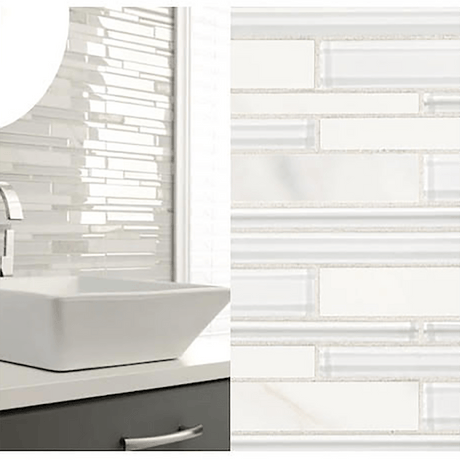 American Olean Delfino Simply White 12" x 13" Glass Mosaic Tile - BUILDMYPLACE