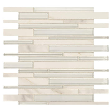 American Olean Delfino Simply White 12" x 13" Glass Mosaic Tile - BUILDMYPLACE