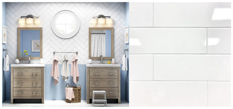 American Olean Starting Line 6" x 18" Ceramic Glossy White Subway Wall Tile - BUILDMYPLACE