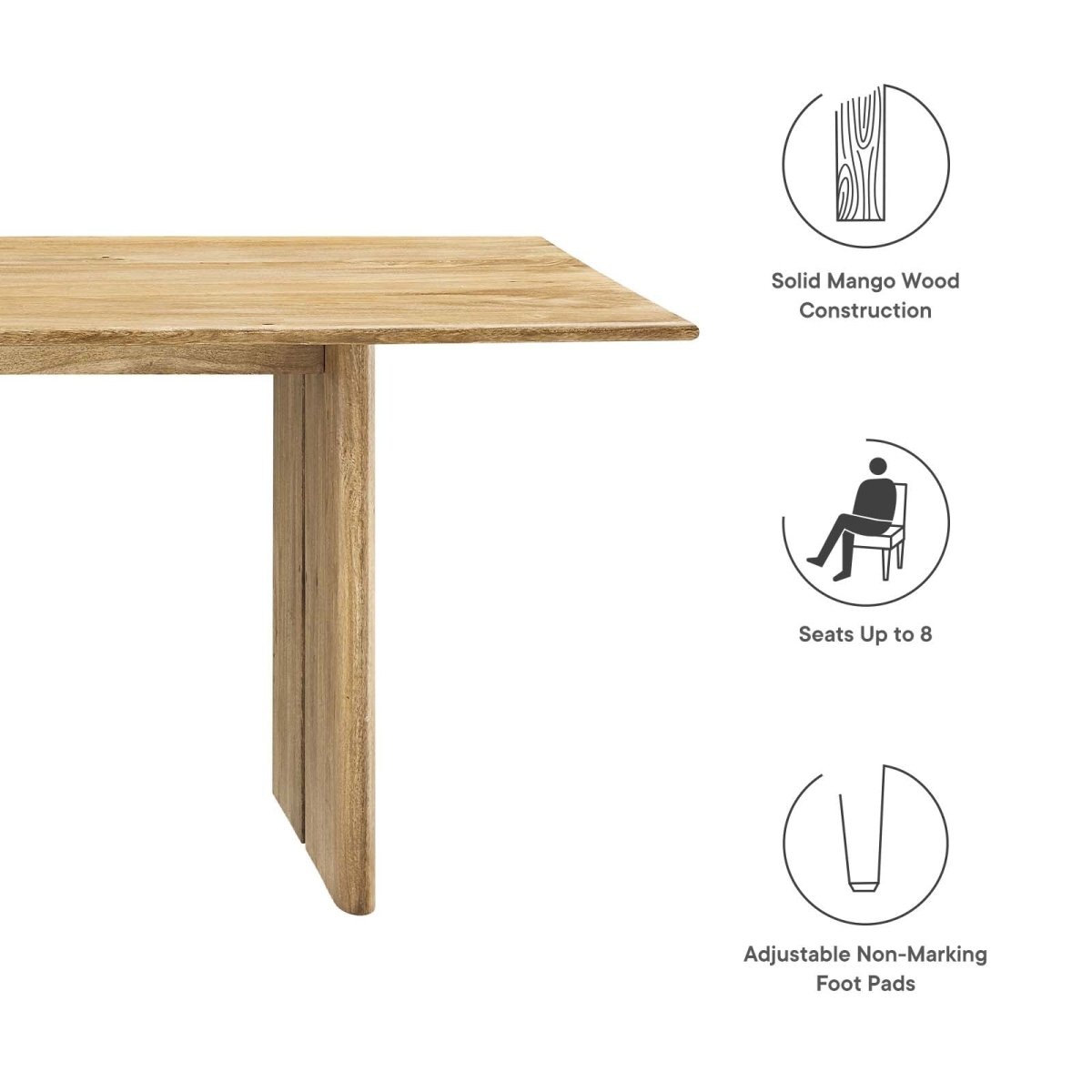 Amistad 86" Wood Dining Table - BUILDMYPLACE