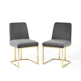 Amplify Sled Base Performance Velvet Dining Chairs - Set of 2 - BUILDMYPLACE