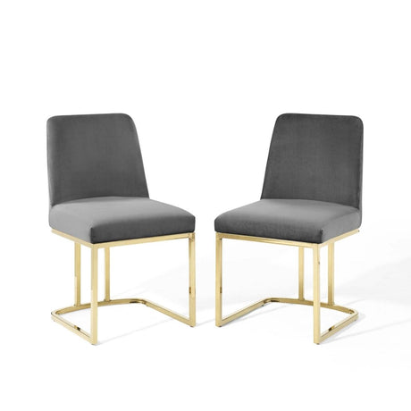 Amplify Sled Base Performance Velvet Dining Chairs - Set of 2 - BUILDMYPLACE