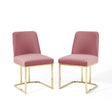 Amplify Sled Base Performance Velvet Dining Chairs - Set of 2 - BUILDMYPLACE