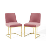 Amplify Sled Base Performance Velvet Dining Chairs - Set of 2 - BUILDMYPLACE