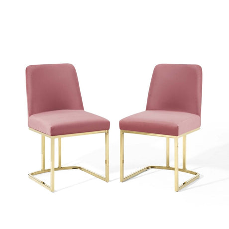Amplify Sled Base Performance Velvet Dining Chairs - Set of 2 - BUILDMYPLACE