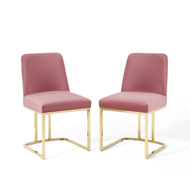 Amplify Sled Base Performance Velvet Dining Chairs - Set of 2 - BUILDMYPLACE