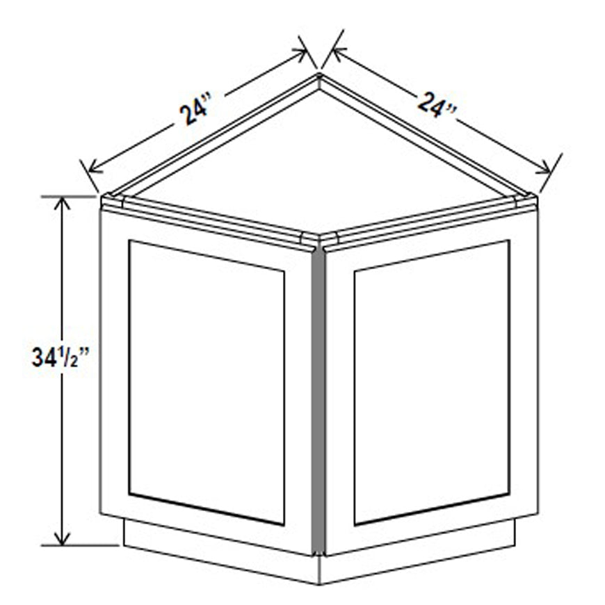 Angle Base Cabinet - 24W x 34 - 1/2H x 24D - 2D - Aria Shaker Espresso - BUILDMYPLACE