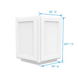 Angle Base Cabinet - 24W x 34 - 1/2H x 24D - 2D - Aria White Shaker - BUILDMYPLACE