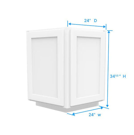 Angle Base Cabinet - 24W x 34 - 1/2H x 24D - 2D - Aria White Shaker - BUILDMYPLACE