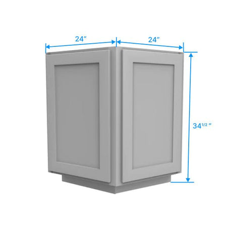 Angle Base Cabinet - 24W x 34.5H x 24D - 2D - Grey Shaker Cabinet - BUILDMYPLACE