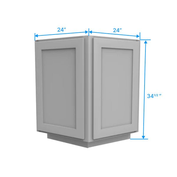 Angle Base Cabinet - 24W x 34.5H x 24D - 2D - Grey Shaker Cabinet - RTA - BUILDMYPLACE