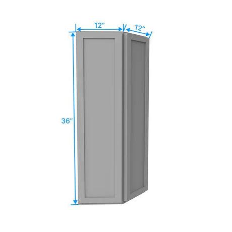 Angle Wall Cabinet - 12W x 36H x 12D - Grey Shaker Cabinet - BUILDMYPLACE