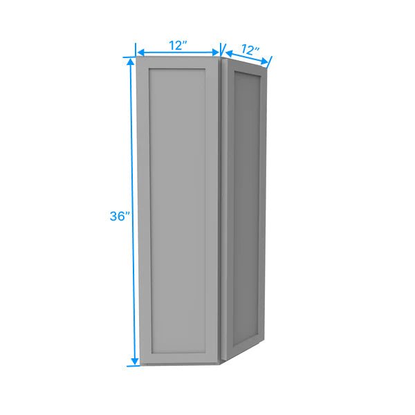 Angle Wall Cabinet - 12W x 36H x 12D - Grey Shaker Cabinet - RTA - BUILDMYPLACE