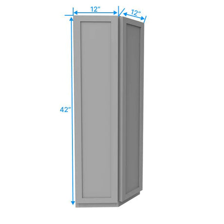 Angle Wall Cabinet - 12W x 42H x 12D - Grey Shaker Cabinet - BUILDMYPLACE