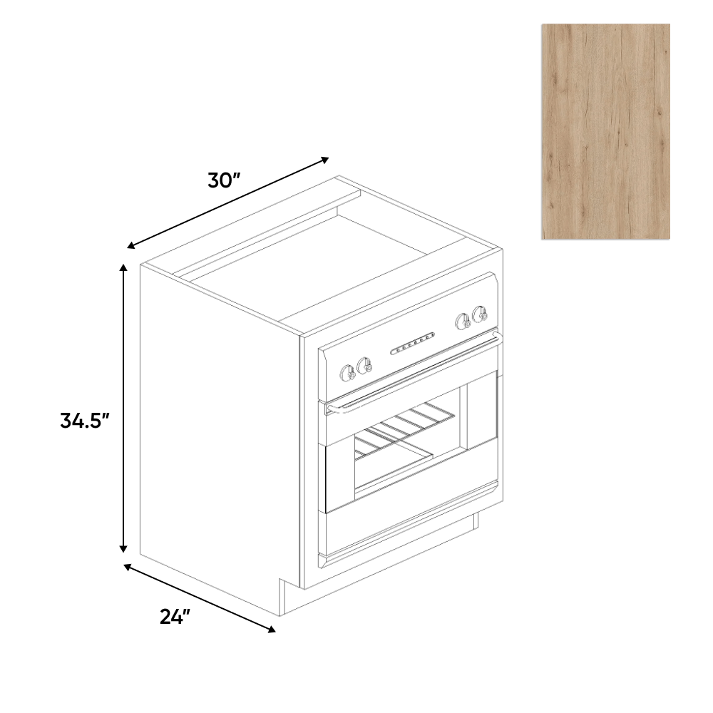 Anniversary Oak Textured - Base Oven Cabinet - 30"W x 34.5"H x 24"D - Pre Assembled - Frameless Cabinet - BUILDMYPLACE