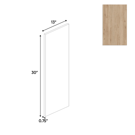 Anniversary Oak Textured - Finished End Wall Panel - 13"W x 30"H x 0.75"D - Pre Assembled - Frameless Cabinet - BUILDMYPLACE