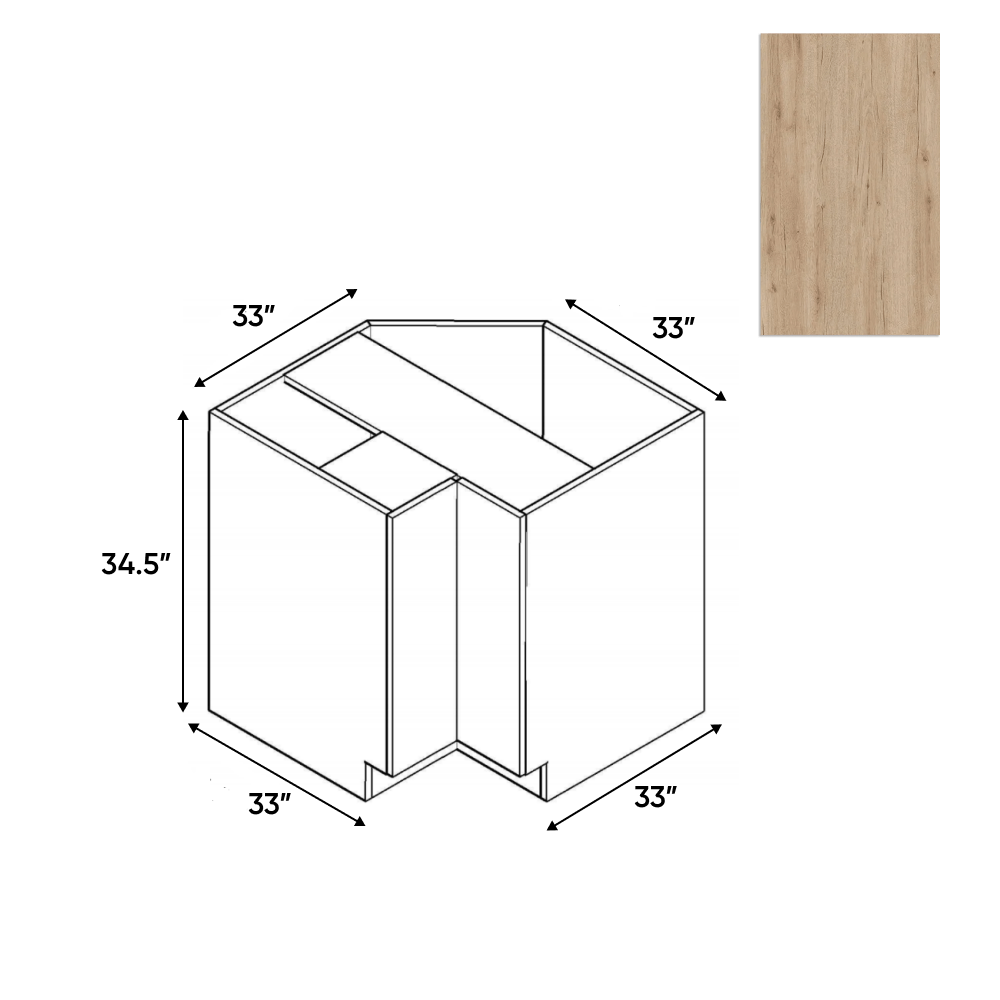 Anniversary Oak Textured - Lazy Susan Base Cabinet - 33"W x 34.5"H x 33"D - Pre Assembled - Frameless Cabinet - BUILDMYPLACE