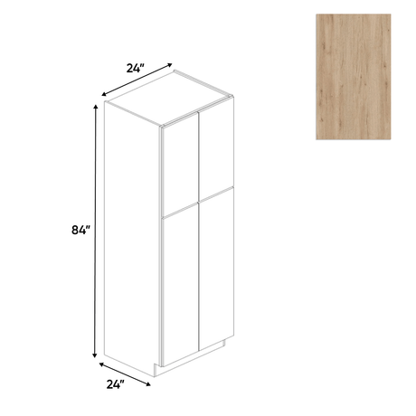 Anniversary Oak Textured - Tall Pantry Cabinet - 24"W x 84"H x 24"D - Pre Assembled - Frameless Cabinet - BUILDMYPLACE