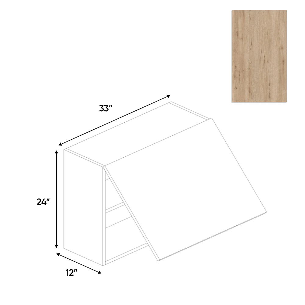 Anniversary Oak Textured - Wall Upper Cabinet - 33"W x 24"H x 12"D - Pre Assembled - Frameless Cabinet - BUILDMYPLACE