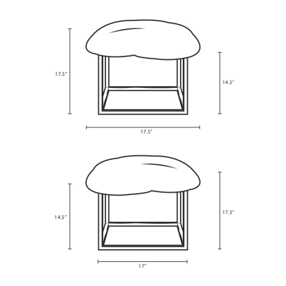 Anticipate Contemporary Ottoman With Padded Upholstered Seat In Luxurious White Sheepskin - BUILDMYPLACE