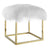 Anticipate Contemporary Ottoman With Padded Upholstered Seat In Luxurious White Sheepskin - BUILDMYPLACE