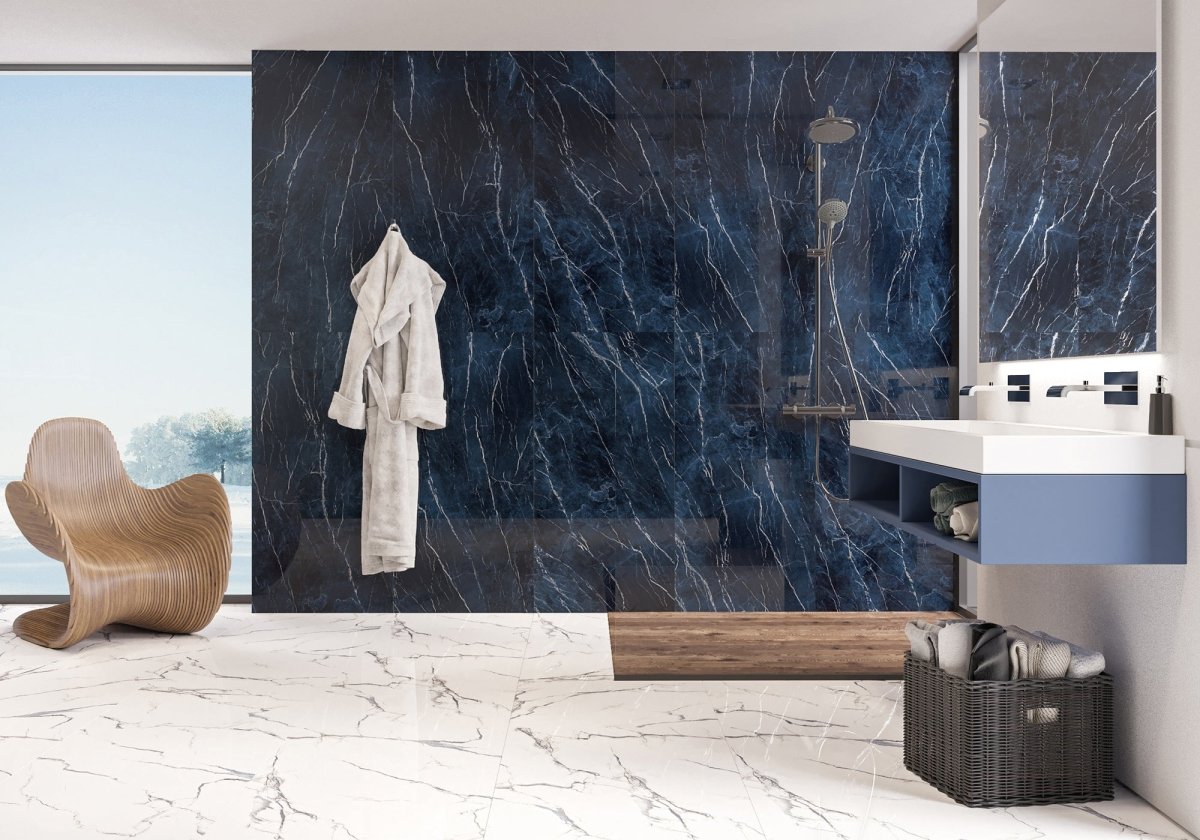 Antique Dark Blue Polished - Porcelain Wall & Floor Tile - BUILDMYPLACE