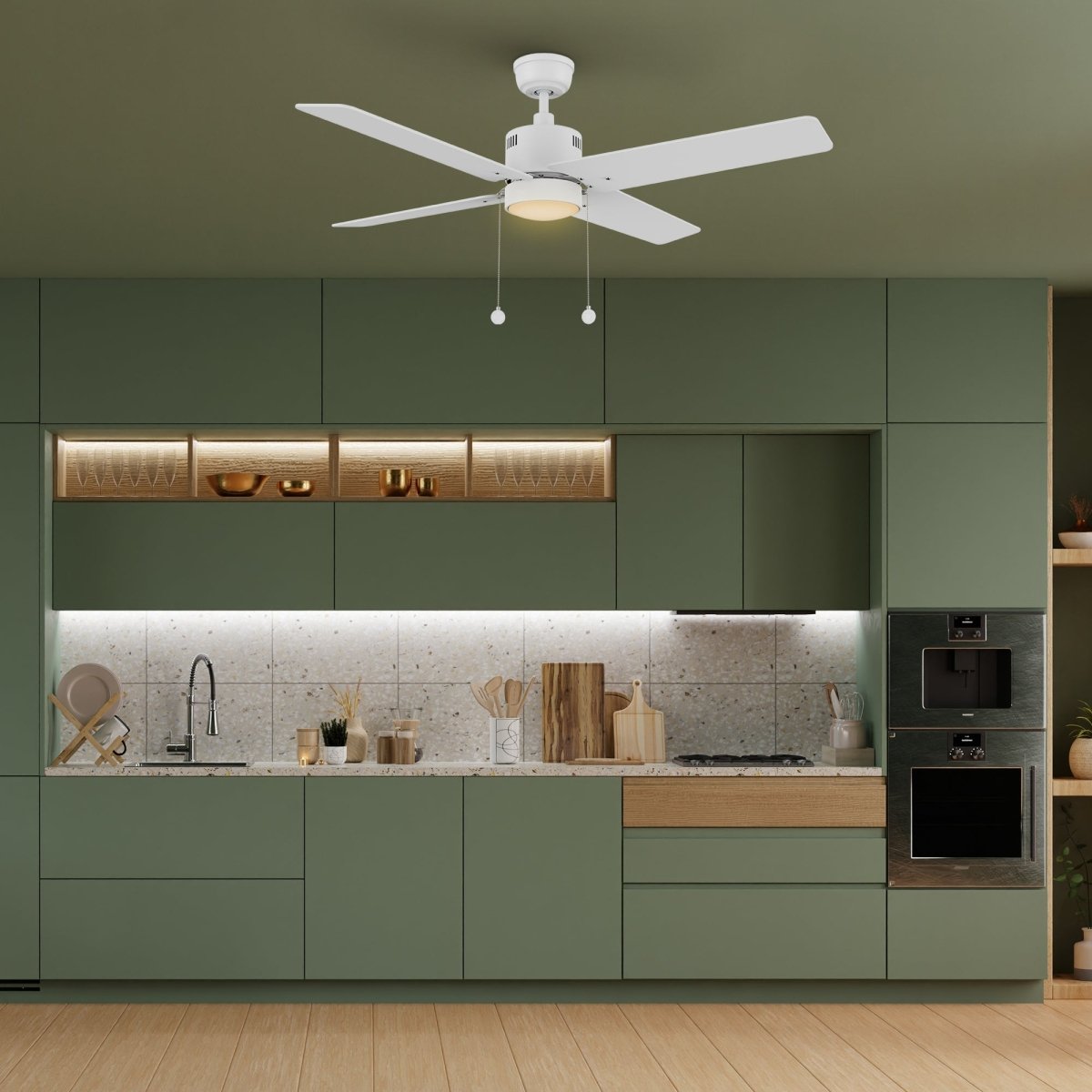 APEX 52 inch 4 - Blade Ceiling Fan with LED Light & Pull Chain - LEDMyPlace