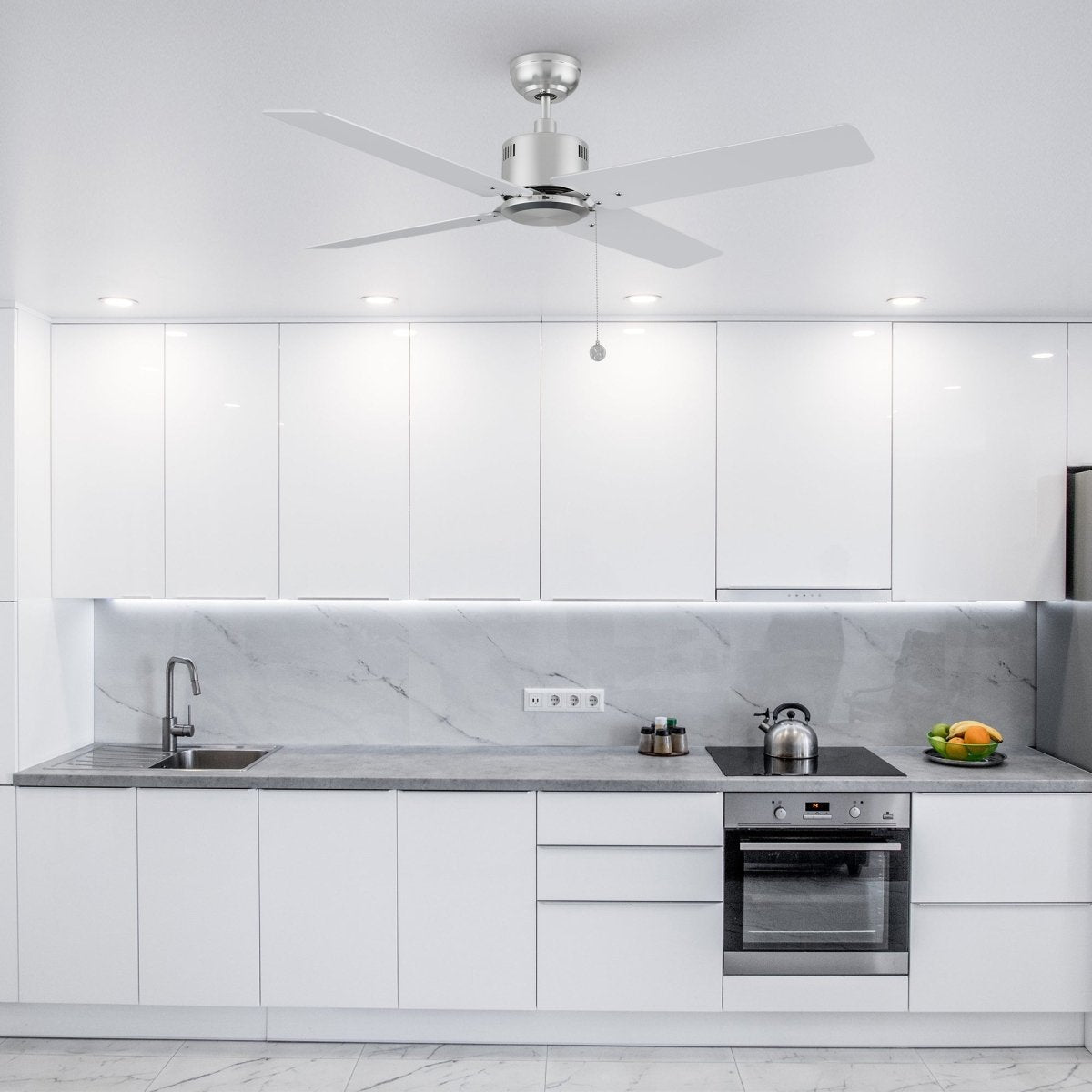 APEX 52 inch 4 - Blade No Light Ceiling Fan with Pull Chain - LEDMyPlace