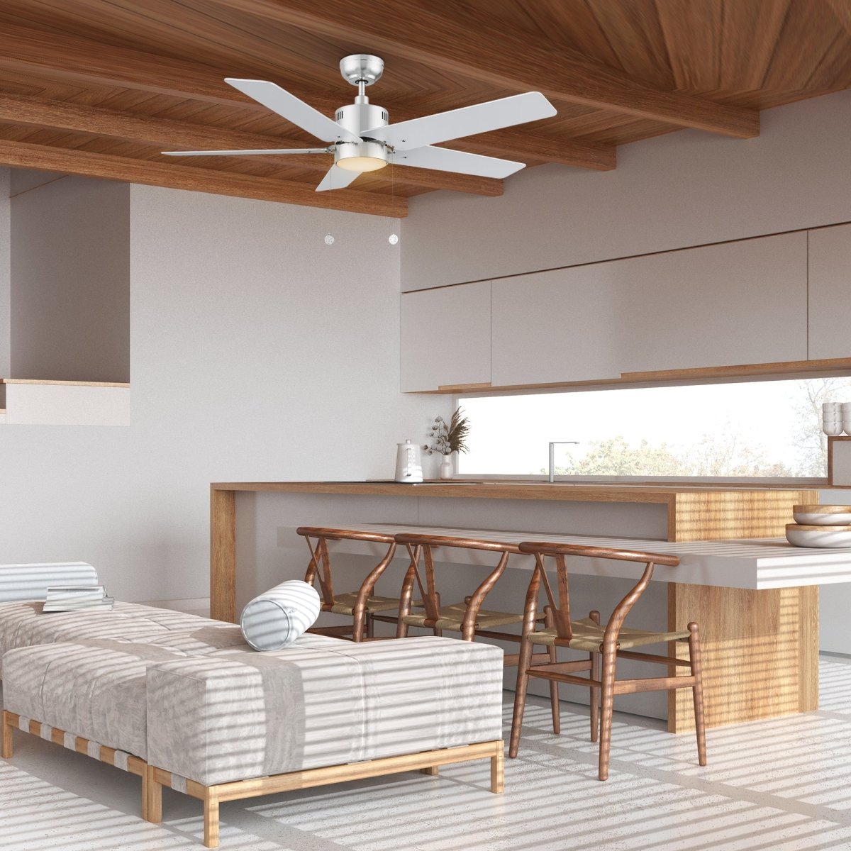 APEX 52 inch 5 - Blade Ceiling Fan with LED Light & Pull Chain - LEDMyPlace