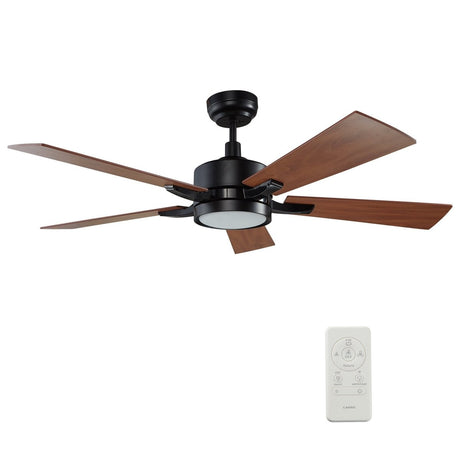 Apex Black/Brown 5 Blade Smart Ceiling Fan with Dimmable LED Light Kit Works with Remote Control, Wi - Fi apps and Voice control via Google Assistant/Alexa/Siri - BUILDMYPLACE