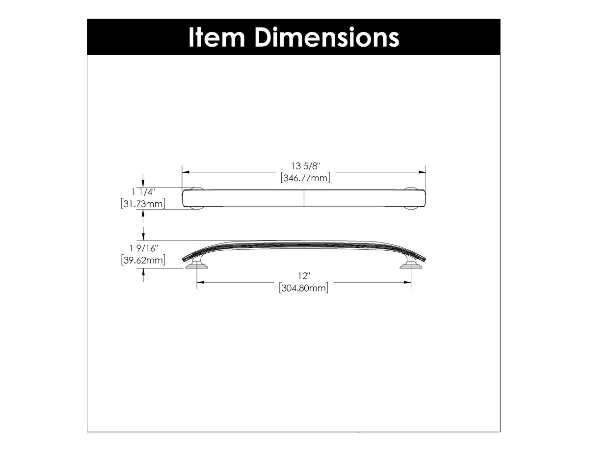 Appliance Pull - 12 Inch - Center to Center - Hickory Hardware - BUILDMYPLACE