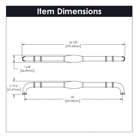 Appliance Pull 18 Inch Center to Center - Hickory Hardware - BUILDMYPLACE