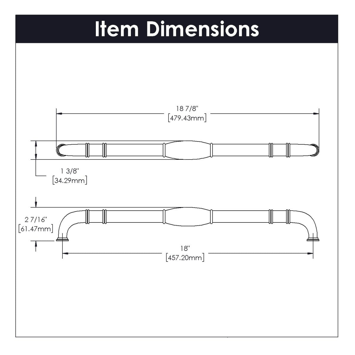 Appliance Pull 18 Inch Center to Center - Hickory Hardware - BUILDMYPLACE