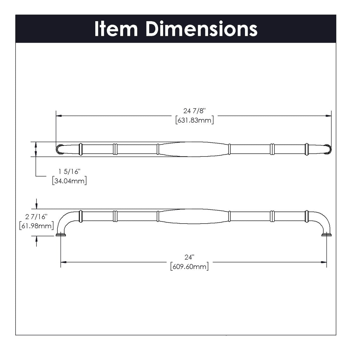 Appliance Pull 24 Inch Center to Center - Hickory Hardware - BUILDMYPLACE