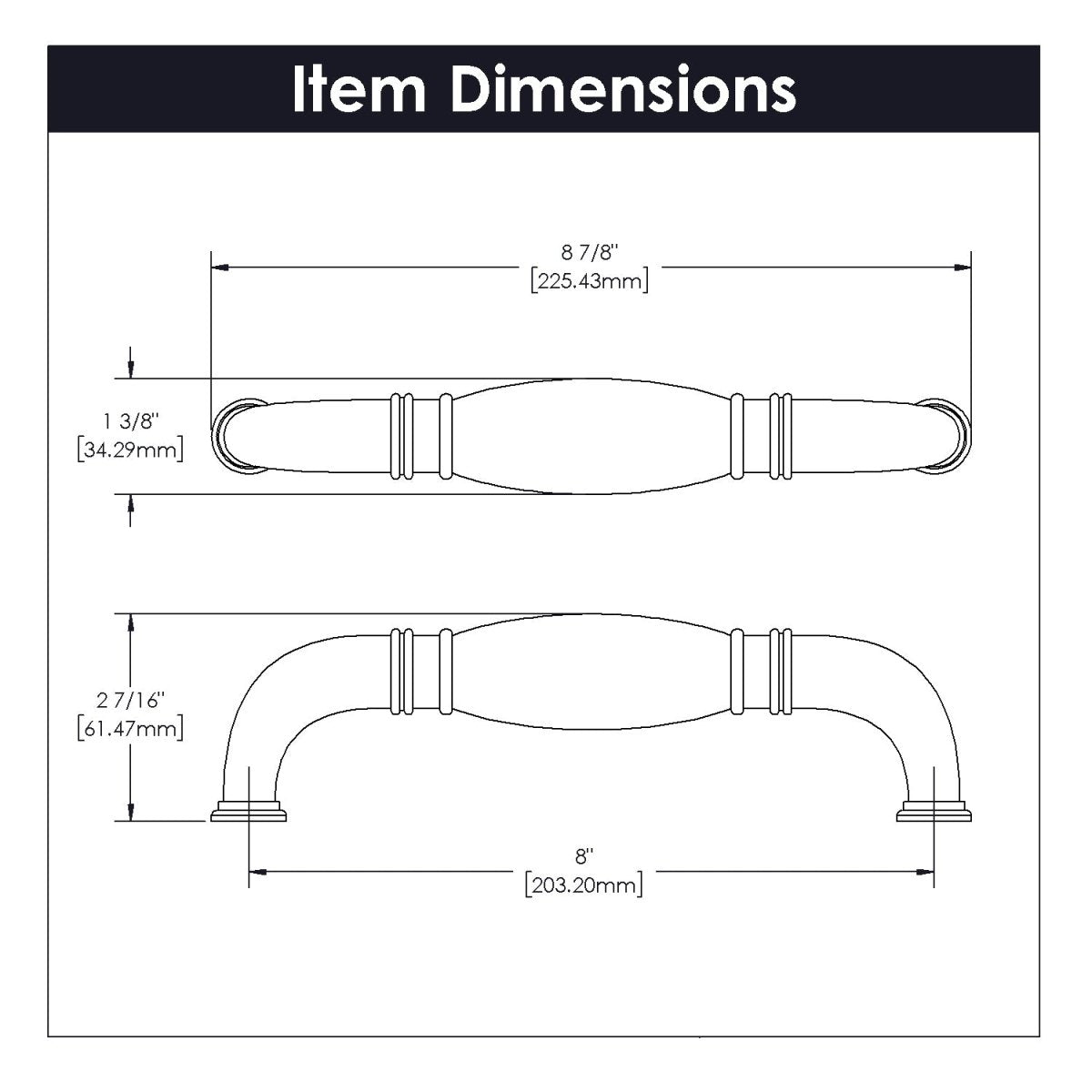 Appliance Pull 8 Inch Center to Center - Hickory Hardware - BUILDMYPLACE