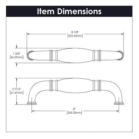 Appliance Pull 8 Inch Center to Center - Hickory Hardware - BUILDMYPLACE