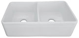 Apron Farmhouse 33 - 1/4 x 18 x 10 Inch Double Bowl Kitchen Sink in White - BUILDMYPLACE