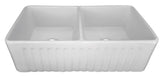 Apron Farmhouse 33 - 1/4 x 18 x 10 Inch Double Bowl Kitchen Sink in White - BUILDMYPLACE