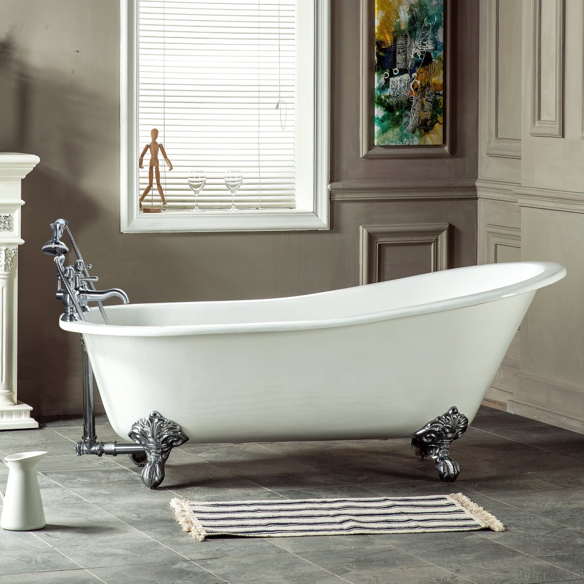 Aqua Eden 67" Cast Iron Clawfoot Tub with 7" Faucet Drillings - BUILDMYPLACE