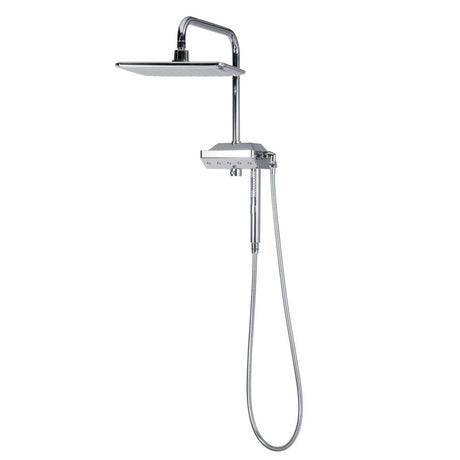 Aqua Power Shower Spa Chrome Shower Systems - Dual Shower Head In Polished Chrome Finish - BUILDMYPLACE