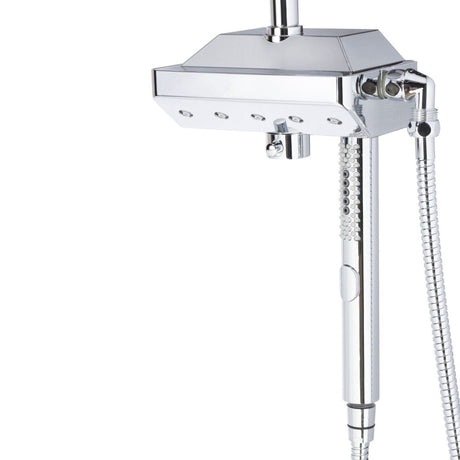 Aqua Power Shower Spa Chrome Shower Systems - Dual Shower Head In Polished Chrome Finish - BUILDMYPLACE