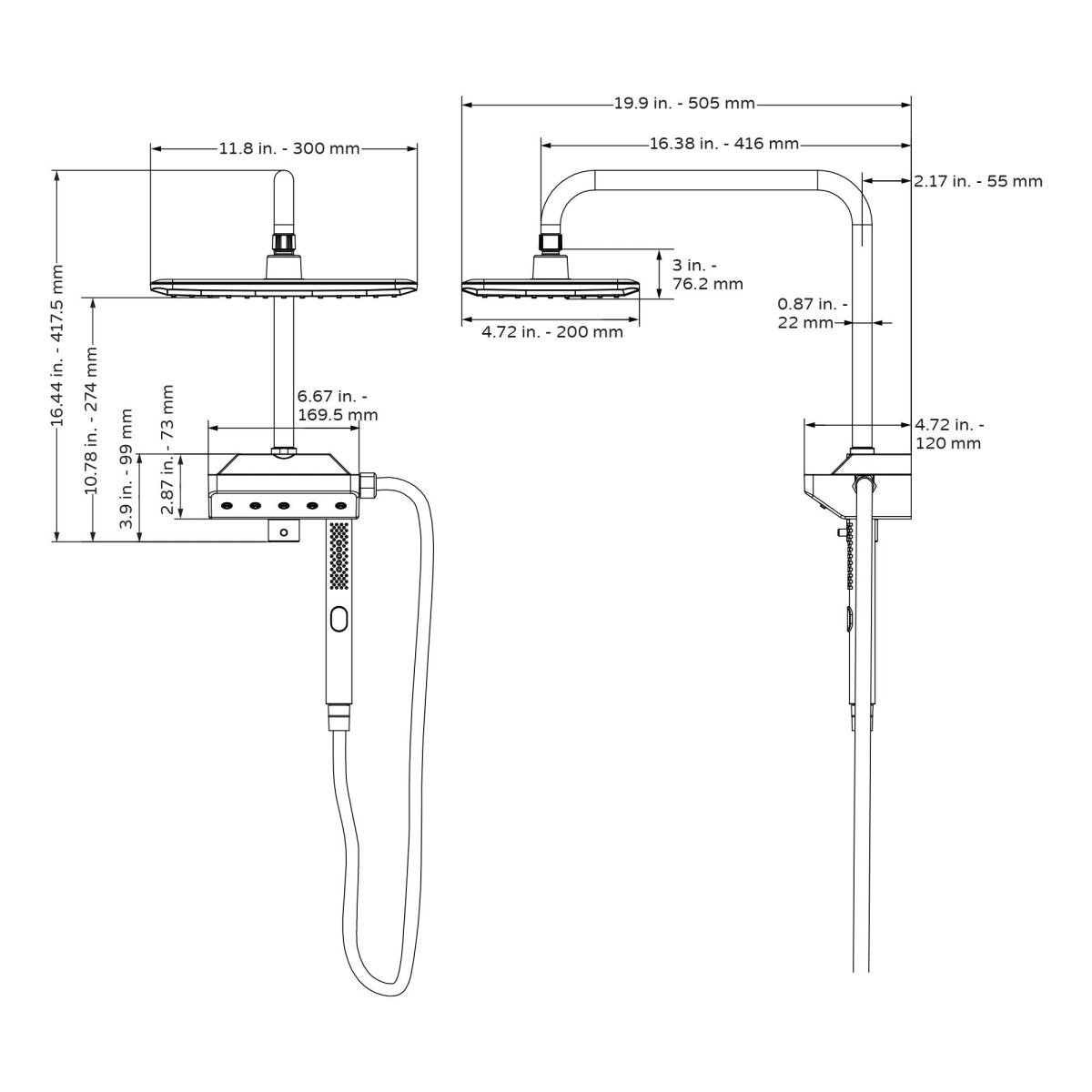 Aqua Power Shower Spa Chrome Shower Systems - Dual Shower Head In Polished Chrome Finish - BUILDMYPLACE