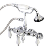 Aqua Vintage 3.4" Adjustable Wall Mount Clawfoot Tub Faucet With Hand Shower In 2.8" Spout Reach - BUILDMYPLACE