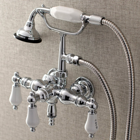 Aqua Vintage 3.4" Wall Mount Tub Faucet With Hand Shower - BUILDMYPLACE